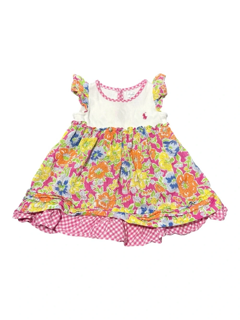 RALPH LAUREN Baby Girl Floral Gingham Dress